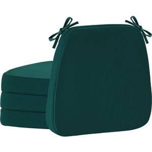 Nobildonna Chair Cushions for Dining,Kitchen,Office, 2'' Thick High-Density Foam Seat Pads with Gel-Infused, Non-Slip, Removable Washable Cover with Ties, Chair Pads,17" x 16",Hunter Green,Set of 4