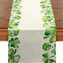 6 x St. Patrick's Day Table Runner - Shamrocks Table Runner Seasonal Spring Holiday St. Patrick's Day Party Kitchen Dining Table Decor 13 x 72 Inch