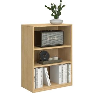CTESNE【2026 Adjustable Shelves 3-Tier Bookcase, 71 inches, Wooden Open Display Floor Bookshelf (Oak Color)
