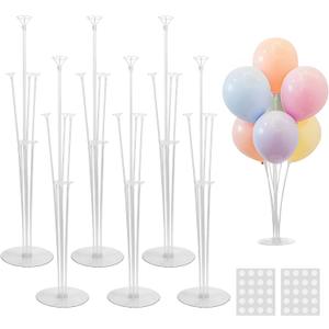 JOYYPOP 6 Sets Balloon Stand Kit, Balloon Sticks with Base Birthday Graduation Party Decorations Wedding (White)