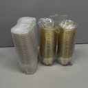 JOLLY CHEF 200 Pack 9 oz Glitter Plastic Cups, Disposable Gold Cups, Clear Plastic Tumblers for Wedding, Thanksgiving, Christmas Party