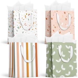 slapaflife Gift Bags Medium Size, Tissue Paper for Gift Bags Incl.Cards & Self-adhesive Envelope - Reusable & For Birthday, Mothers Day, Wedding, Baby Shower and Any Occasion.(4 Pack- 9"), 1 count
