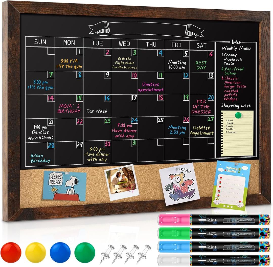 GOTIDEAL Chalkboard Calendar 36" x 24" Chalk Board Calendar for Wall