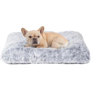 FCheng Plush Square Dog Mat, Cat Mat, Easy Wash, Non-Slip, Super Soft Deep Sleep Pet Bed, Suitable for Large, Medium and Small Dogs. (Gray, Large)