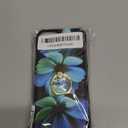opPerfekt Compatible with iPhone 13 Wallet Case with Card Holder, 360° Rotation Finger Ring Holder Kickstand Protective RFID Blocking PU Leather Pattern Double Buttons Flip Cover 6.1" Blue Floral