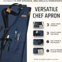 Asaya Chef and BBQ Apron with Bottle Opener and Hand Towel - 10oz Cotton Canvas, Stainless Steel Hardware - Cross Back Straps (Blue)