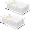 MIVIDE 2 Pack Acrylic Napkin Holder, 5.5x9.4 Inches Clear Luncheon Napkin Holder for Table, Cocktail Napkins Holder Square Rectangle for Dinner, Decorative Napkin Tray for Kitchen, Bathroom