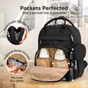 KeaBabies Diaper Bag Backpack - Small Multifunctional Travel Diaper Back Packs, Maternity Baby Changing Bags, 12L Capacity, PU Leather, Waterproof, Unisex, Nappy Changing Pad (Trendy Black, Small)