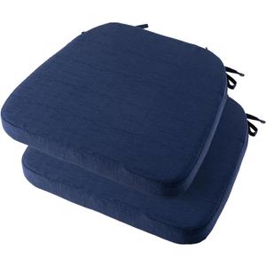 Battilo Chair Cushions for Dining Chairs with Ties, Indoor/Outdoor Kitchen Chair Pad with Non-Slip Backing, Dining Seat Cushion with Machine Washable Removable Cover, 16"x16"x2", Set of 2, Navy