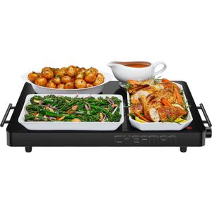 Chefman Electric Warming Tray with Adjustable Temperature Control, Perfect For Buffets, Restaurants, Parties, Events, and Home Dinners, Large 21 x 16 Glass-Top Surface Keeps Food Hot Black