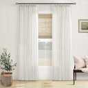 Natural Pinch Pleated Linen Curtains 78 Inches Long 2 Panels for Living Room Bedroom Memory Training Shaped Semi Sheer Pleat Drapes with Hooks Rings Light Filtering Window Curtain 40x78
