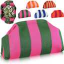 Mahjong Tile Bag Woven Clutch Purses for Women Woven Striped Dumpling Bag Summer Beach Evening Handbag for Mahjong Tile Vacation Supplies(Pink and Green,Thick Lines)