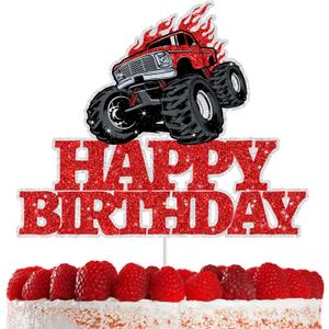 Truck Cake Decoration Cute for Boys Girls Baby Shower Red Truck Racing PartyTruck Cake Toppers Accessories for Birthday Celebration Cake Decoration Supplies