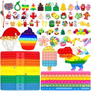 24 Pcs Pop Fidget Toys Set, Party Favors for Adults, Push Bubble Pop Bulk Christmas Toys, Random Surprise Gift Goodies Bag Stuffers