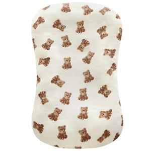 LifeTree Muslin Baby Lounger Cover, Newborn Slipcover Lounger Cover for Boys Girls Infant, Soft 70% Viscose from Bamboo and 30% Cotton, Cover Only, Bear Pattern, 30.7in x 20in