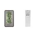 La Crosse Digital Indoor Outdoor Thermometer Bundle with Wireless Outdoor Temperature Humidity Sensor, 24-hr Display, Multi-Format Calendar, Battery Monitoring, Titanium