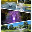 POPOSOAP Floating Pond Fountain With LED Lights, Pond Fountain Aerator Complete Kit with 1600GPH Water Pump 50FT Power Cord, 3 Spray Styles for Ponds, Pool, Lakes & Water Gardens P155