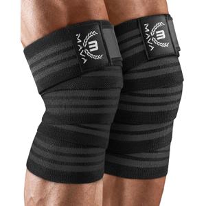 Mava Sports Knee Wraps (Pair) for Men & Women | Ideal for Cross Training, WODs, Gym Workouts, Weightlifting, Fitness & Powerlifting | Knee Straps for Squats | 72" Compression & Elastic Support (Black)