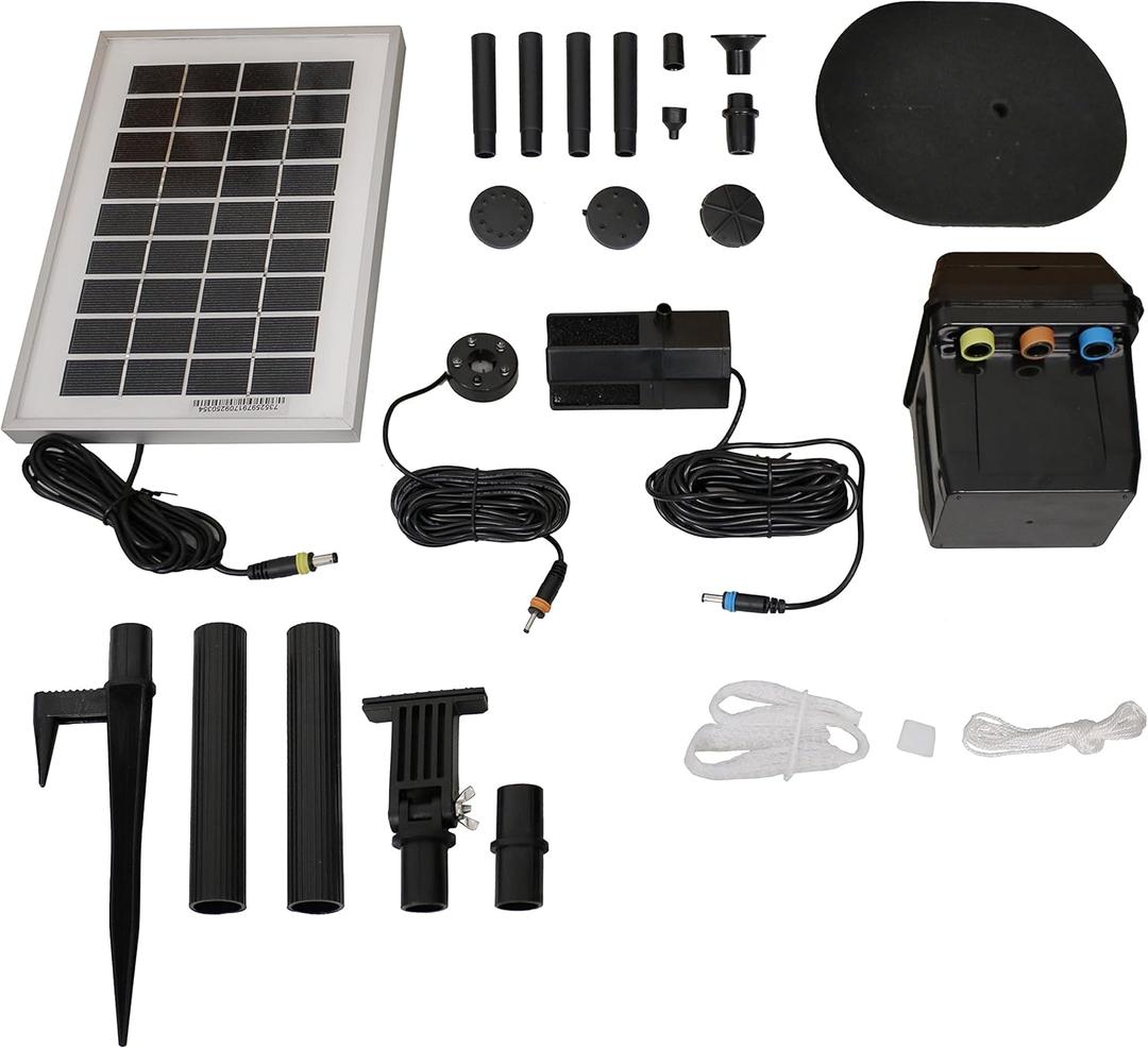Sunnydaze 66 GPH Submersible Solar Water Pump - 36-Inch Lift - Solar Panel Kit with Battery Pack and LED Light for Fountains and Bird Baths
