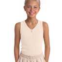 LessonZoo Girls' Tank Tops Sleeveless Shirts, Cream, 7-8 Years