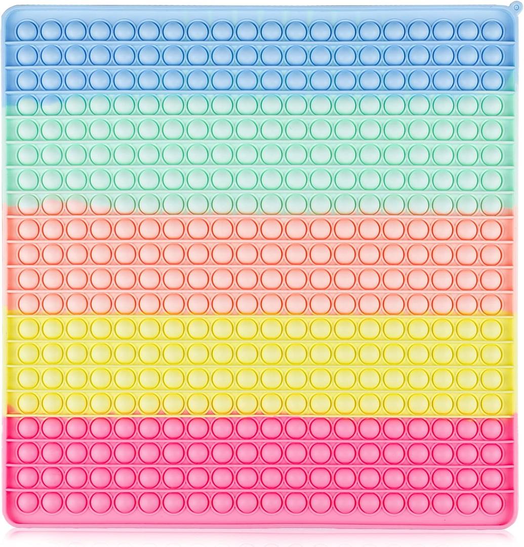 400 Bubbles Giant Fidget Toys for Kids Teens Adults, Big Jumbo 16 inch Macaron Square Sensory Toy for Kids 3-5 4-8 5-7 Boys Girls Birthday Gifts Party Favors Classroom Prizes