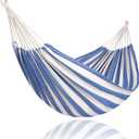 SUNCREAT Large Hammocks for Outside, Long Replacement Hammock Two Person for Stand, Blue White Stripes