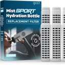 2 x Mist Sports Squeeze Water Bottle Replacement Filter, Replacement Filter Lasts 32 Gallons (2 Months) for Contaminant Free and Pure Water - No Lugging Disposable Bottles, 3-pack