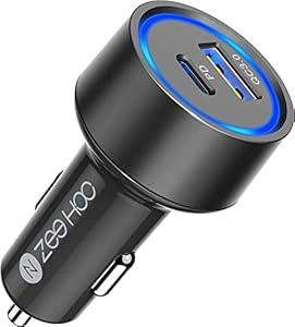 Car Charger Adapter, ZeeHoo USB C Car Charger QC 3.0&PD Dual Port 45W Fast Charging for Apple iPhone 14 13 12 11 Pro Max, Samsung Galaxy S23 Ultra/ S22/ Z Fold4 Flip 4/ S21/ Note20/ Pixel/ LG