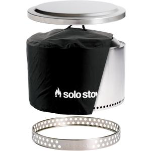 Solo Stove Yukon Smokeless Fire Pit with Stand, Lid & Shelter | Wood Burning Stainless Steel Campfire Pit with Ash Pan | Ideal for 6+ People | 27in Dia, 19in H, 59lbs (Silver)