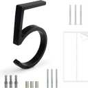HASWARE Floating House Number Sign: 5 inch Modern Door Signage - Striking for Street Home Address Numerals (5, Black)