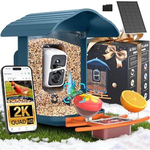 birdsnap® PAV-Bird Feeder with Camera,2K HD with 64GB Card, AI Identify Smart Bird House Cam Solar Panel,Live Stream,Motion Detection,Auto Record Video for Backyard Outdoors,Ideal Gift for Bird Lover