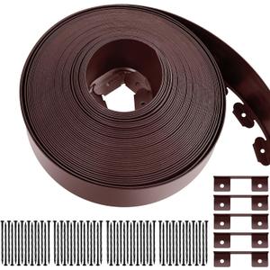 5'' x 100' Landscape Edging Kit Plastic Garden Edging Border Coil Include 90 Anchoring Spikes for Lawn Garden Grass Yard Home School,Brown