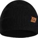 DANISH ENDURANCE Merino Wool Beanie for Men & Women, Warm Knitted Winter Hat (Black)
