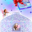 Skywin Mermaid Magic Fort Air Tent for Kids with Door (77 x 50) Builds in 30 Seconds, Toddler Tents Indoor for Imaginative Play, Kids Forts Indoor Playhouse, Christmas/Birthday Gift (Fan Not Incl)