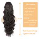 KETHBE Ponytail Extension,24 inch Drawstring Ponytail Hair Extensions, Long Body Wave Synthetic Pony Tails Hair Pieces for Daily Use (Dark Brown)
