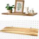 Pegboard Shelves, 16" x 6" Large Peg Board Racks 2Pack Wall Organizer Shelf, 1/4 inch Heavy Duty Metal Brackets Fit All Pegboards, Wood Slats, Craft Garage Workbench Office Shelving Accessories (Wood)