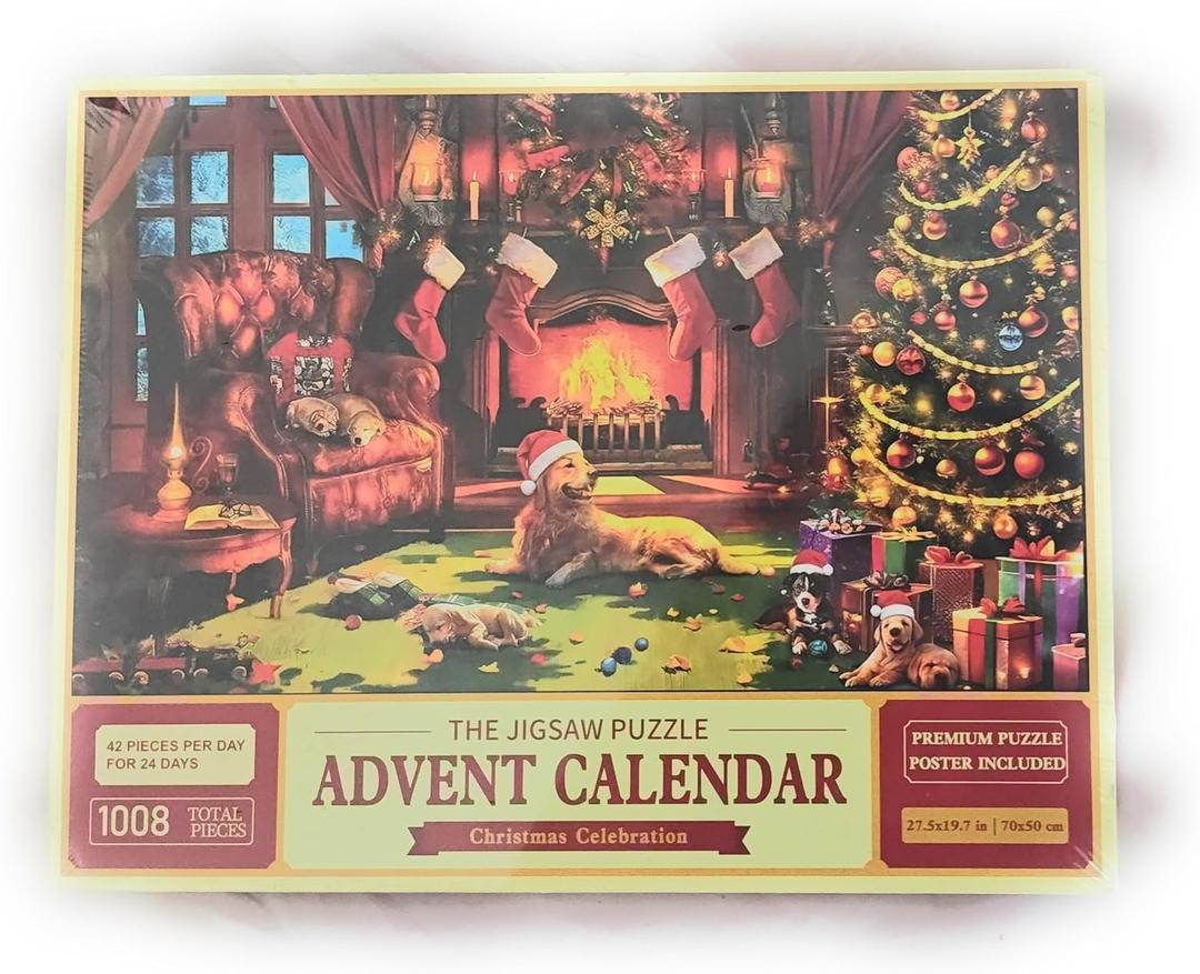 Advent Calendar Christmas Celebration Jigsaw Puzzle, Holiday Season Family Activity, Traditional Festive Entertainment