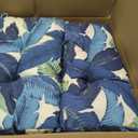 LVTXIII 2 Pack Outdoor High Back Cushions, 22" W x 20" D Tufted Seat and Back Chair Cushion with Ties, Fluffy Patio Replacement Rocking Chair Cushion for Outdoor Furniture Use, Swaying Palms Blue, 44"x22"x4"