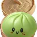 Glitter Dumpling, Glitter Dumpling Squishy with Box, Glitter Squishy Dumplings Sensory Squeeze Toy for Stress Relief (Green)