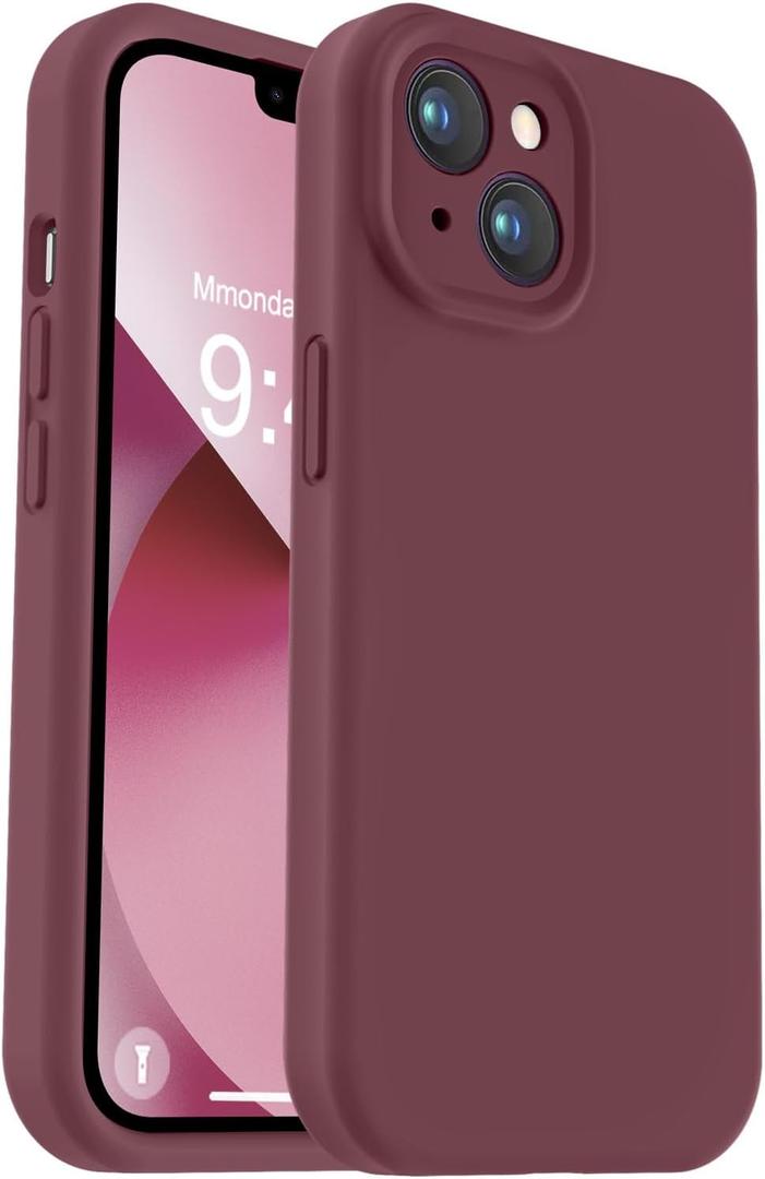 Vooii Compatible with iPhone 13 Case, Liquid Silicone Upgrade [Camera Protection] [Soft Anti-Scratch Microfiber Lining] Shockproof Phone Case for iPhone 13 6.1 inch - Plum