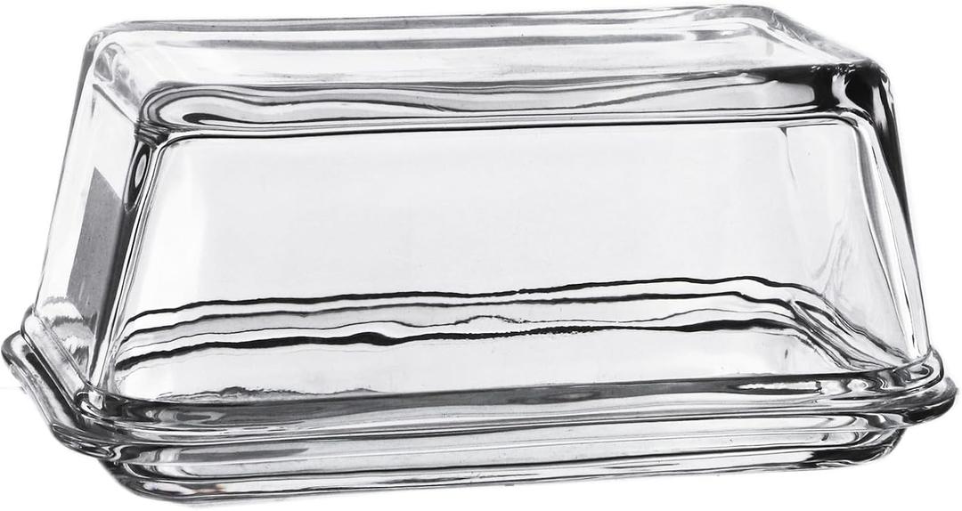 Fox Run Glass Butter Dish With Cover, For The Counter or Refrigerator (6.75", Glass)