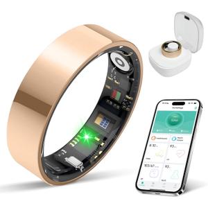 Smart Ring Health Tracker, Sleep/Exercise Monitoring, iOS /Android Compatible, IP68 Water Resistance, No Subscription Required, 5-Day Battery Life, Suitable for Both Women and Men (Rose Gold, 7)