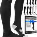 SB SOX Lite Compression Socks for Men & Women (15-20mmHg) Best Compression Socks for Flying, Medical, Sports, Wide Calf Fit, and Daily Wear (Black/Gray,  S/M)