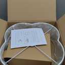 4-Light 14.4'' Semi Flush Mount Ceiling Light Fixture, Gold Modern Close to Ceiling Lamp with White Fabric Shade, Farmhouse Bright Lighting Brass Finish for Nursery Kids Room Bedroom Hallway Entryway