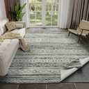 Modern Geometric Wave Area Rug Soft Machine Washable 8x10 Rug