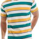 VEIISAR Men's Crewneck Striped T-Shirt Soft Elastic Cotton Tees Large