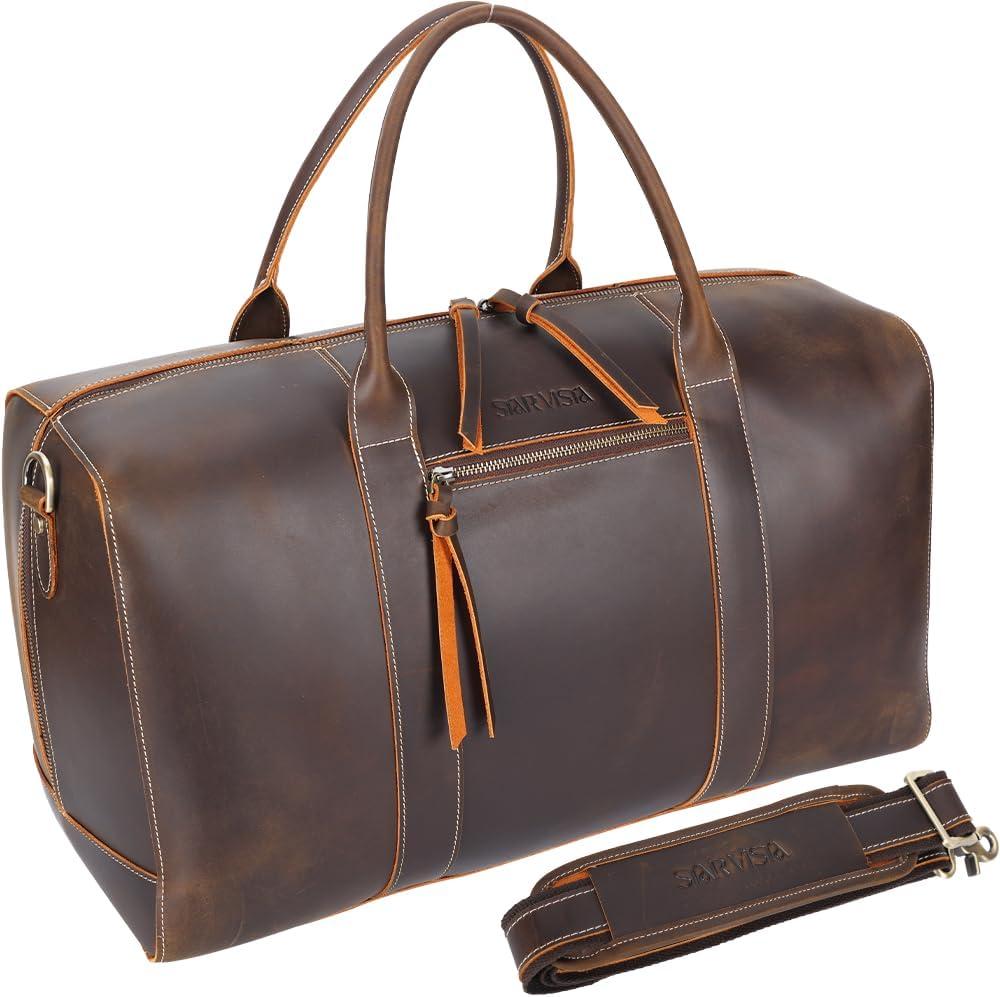 STAR VISTA Trevi 36L Handmade Full Grain Leather Travel Duffel Bag - Airplane Underseat Weekender Overnight Carry On Bag, Gym Bag, Sports Bag, YKK Zippers