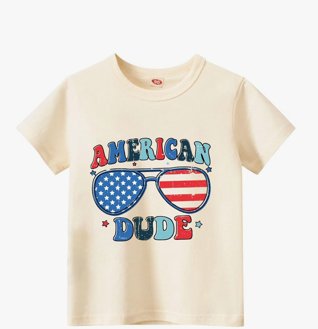 Kids Boys American Flag Shirts 4th of July T-Shirt Toddler Girls Cotton Patriotic Tops Tee Independence Day Clothes 3-4 Years