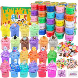 50 Pack Mini Butter Slime Kit, Scented Slime for Girls and Boys, Soft & Non-Sticky Cotten Candy Fruit Slime Party Favor Gifts, DIY Putty Stress Relief Toy for Kids (50)