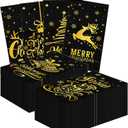 Christmas Cocktail Napkins,40pcs Black and Gold Christmas Paper Napkins Winter Napkins for Winter Holiday Christmas Bathroom Decoration